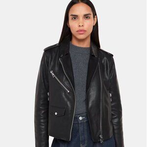 Black Agnes Pocket Leather Jacket